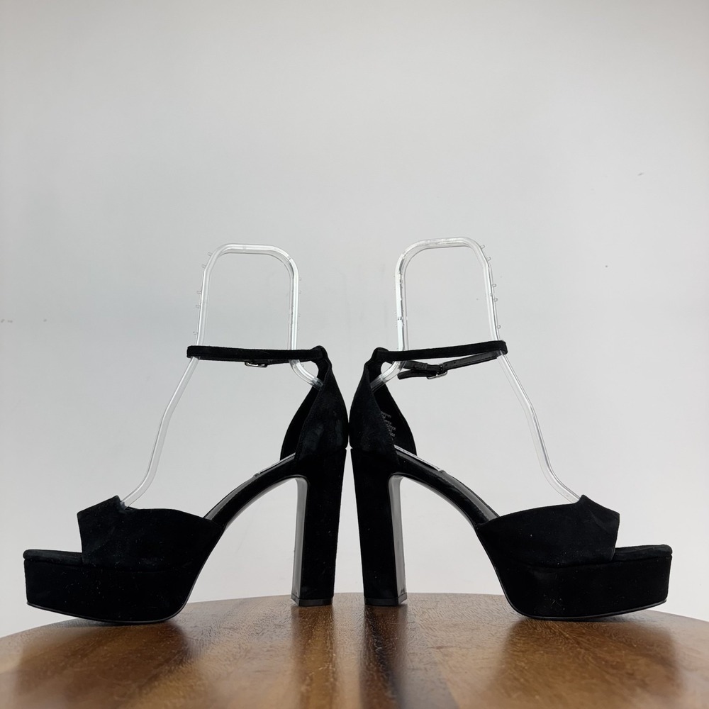New Womens Steve Madden Ana Black Leather Platform Heeled Sandals Size 9.5 NWOB - Picture 6 of 8